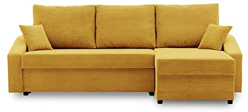 Ecksofa Dorma mit schlaffunktion, einfacher Aufbau, modernes Design, polstermöbel. Schlafcouch zum Wohnzimmer. Widerstandsfähiges, Minimalistisches Design (POSO 043)