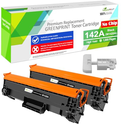 GREENPRINT [Kein Chip mit speziellen Werkzeugen] Kompatible Tonerpatronen 142A W1420A 2 Schwarze 1000 Seiten für H P MFP M139 M140 M140W M110 M110W Drucker