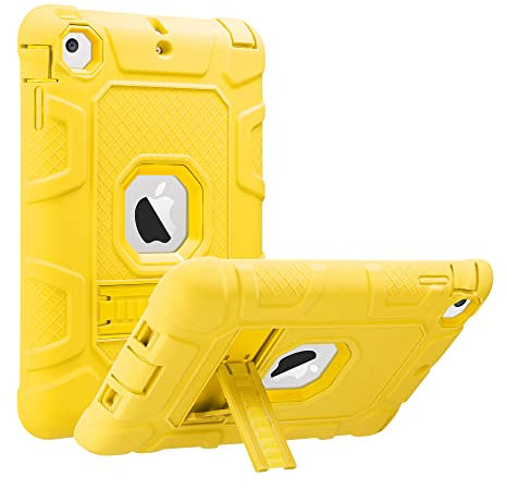 ULAK iPad Mini 1/2/3 case, [Armor series] 3 in 1 Heavy Duty Shockproof Protective Cover with Kickstand Soft Silicone + Hard PC Case Cover for Apple iPad Mini/Mini 2 / Mini 3 - Yellow