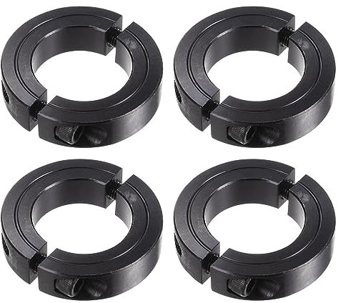 sourcing map Lot de 4 colliers de serrage pour tige de 3,8 cm, diamètre extérieur 6,3 cm, largeur 1,27 cm, placage oxyde noir, collier de serrage à double axe fendu avec vis de réglage
