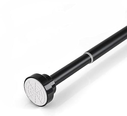 Extendable Shower Curtain Rail 55-85cm,Stainless Steel Shower Curtain Pole Curtain Tension Rod No Drilling Adjustable Shower Rail Telescopic Shower Pole for Bath,Closet,Wardrobe,Kitchen Black