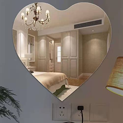 PRUJOY Ausgefallener herzförmiger Acryl-Badezimmerspiegel, herzförmiger Spiegel, Wand-Kosmetikspiegel, Wanddekoration für Wohnzimmer (40)