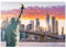 MyPuzzle Freiheitsstatue und New Yorker Stadtsilhouette bei Sonnenuntergang, USA - Premium 1000 Teile Puzzle - MyPuzzle Sonderkollektion von Puzzle Galaxy