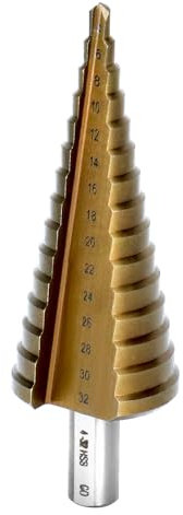 QWORK® Punta a gradino al cobalto M35 HSS 4-32 mm, punta conica robusta per acciaio inossidabile/ferro/alluminio/plastica/legno - gambo triangolare da 10 mm