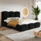 MOTIVENA Hilton Bubble Bett 200x200, Polsterbett 200x200, mit Bettkasten, mit Stauraum, mit Lattenrost, mit Kopfteil, ohne Matratze, Bett Samt, Schwarz