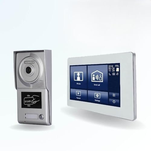 BT Security Portier interphone vidéo Neo 2 Fils - 1 Appartement - 1 écran Tactile Smart 7 Blanc - avec Lecteur de Badge