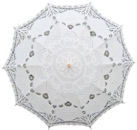 iSpchen Spitzenschirm Sonnenschutz Brautschirm Sonnenschirme hohler dekorativer Regenschirm Spitze Regenschirm Für Hochzeit Feier Fotografie Prop,Beige