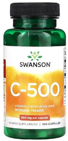 Swanson - Vitamine C Rose Hips | Support Antioxydant & Boost du Système Immunitaire - 500mg - 100 Gélules