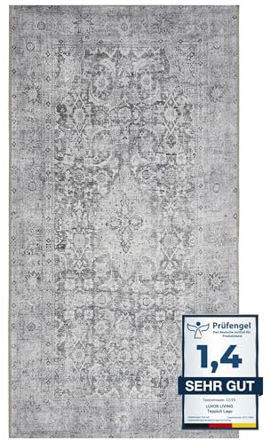 -LUXOR- living Lago | Waschbarer In- und Outdoor Teppich | Modernes Design, Pflegeleicht, Flexibel Einsetzbar, Haustierfreundlich | 80 x 150 cm Grau-Anthrazit