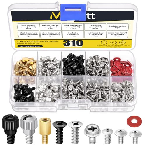 Mardatt 310 Stück Computer Schrauben Motherboard Standoffs Schrauben Kit, PC Computer Schrauben Kit Laptop Schrauben Motherboard-Schrauben für Universal Motherboard, HDD, SSD, Festplatte, Gehäuse