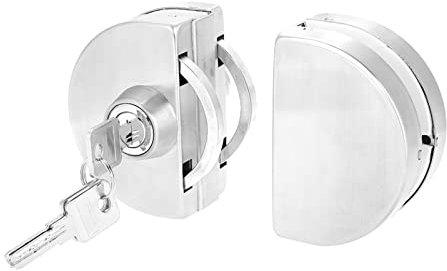 Serratura mini per Portagioie non forata Controllo accessi scorrevole a doppio accesso in acciaio inossidabile Chiave per serratura porta in vetro da 10-12 mm Apri e chiudi