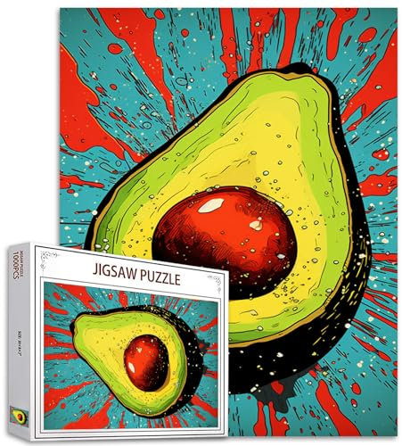 Tucocoo Avocado-Puzzles für Erwachsene, 1000 Teile, Obst-Pop-Art-Stil-Puzzle, 68,6 x 50,8 cm, bunt, DIY-Bastelpuzzles für Heimdekoration, Geschenke, Familienpuzzle, perfekt für Spieleabende