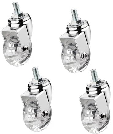 IMUNKT Ruedas Transparentes para Muebles con Perno M8/M10 Ruedas Giratorias 35/50mm con Freno, Ruedas Pequeñas De Poliuretano, para Mesa De Centro(4swivel,1.5in-M8)
