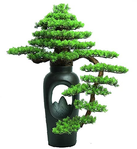 Large Artificial Bonsai Tree in Ceramic Black Pot Fake Plants Decoration for Home Indoor Potted Faux House Plants Artificial Bonsai Tree for Home Decor