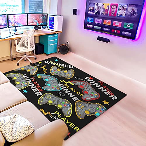 Bisdasdm Teens Gamer Rug Gamepad Living Room Carpet Gamer Bedroom Controller Player Home Decor Non-Slip Gaming Carpet - 24x36in