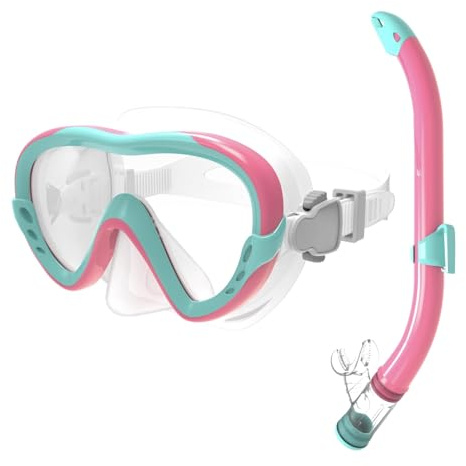 Schnorchelset Kinder Schnorchel Mask Anti-Leck Anti-Fog Silikon Tauchmaske Taucherbrille Trocken Schnorchel Silikonmaterial Schnorcheln Set für Jungen Mädchen
