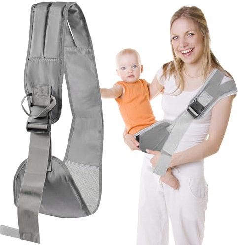 UleaMsio Ergonomische Babytrage– Atmungsaktive Hüfttrage für Kleinkinder (3-36 Monate), Verstellbar mit Gepolsterten Schultergurten, Bis 15kg (Grau)