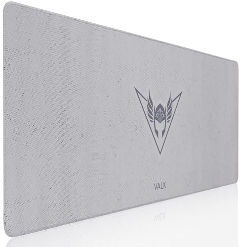 VALK Alfombrilla Gaming 800x300x3mm, Mousepad Tela HD Suave, Precision y Velocidad, Mouse Pad Gamer, Base Antideslizante, Bordes Cosidos, Compatible con Ratones Laser y Opticos (Blanco Perla)