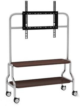 SHENJIA Height Adjustable Mobile TV Stand for 40-80 Inch TVs, Portable Rolling TV Cart on Wheels for Home Office Hotel, 2-Layer TV Stand 50cm*90cm*120cm