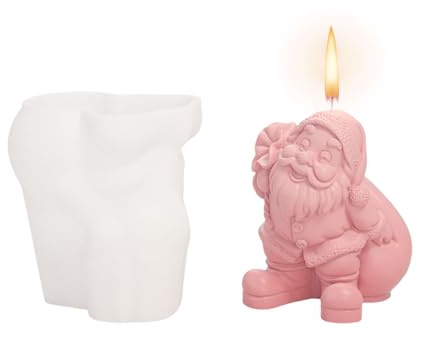 3D Santa Claus Candle Moulds, Christmas Silicone Candle Making Molds Santa Epoxy Resin Casting Mould Soap Aromatherapy Fondant Molds for DIY Crafts Xmas Home Decoration (Santa Claus A)