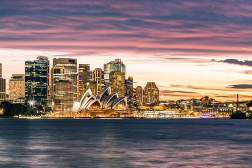 Jigsaw Puzzles For Adults 1000 Piece Sydney Australia Opera House Skyline Sunset Photo Photograph Family Funny Challenging Holiday Puzzles for Adults Puzzle Gift for Women Men Seniors