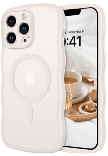 GUAGUA für iPhone 13 Pro Max Hülle [Kompatibel mit MagSafe] Matt Magnetisch Handyhülle Stoßfest Wellen Durchscheinende Rückseite Dünn Schutzhülle Case für iPhone 13 Pro Max (6,7'') Hellgrau/StoneGrey