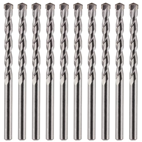 10 Pack Of 9mm x 120mm Long TCT Masonry Drill Bits – For Concrete, Brick, Stone, Porcelain Ceramic Tiles Plastic Wood – Masonry Drill Bits Set For Standard Rotary Drills & Hammer Drills (NOT SDS)
