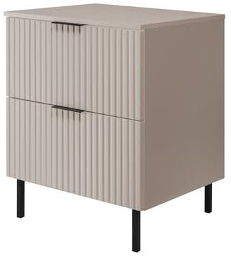3E 3xE living.com Badezimmerschrank, Kaschmir + schwarzer Griff, 60 x 77 x 46 cm