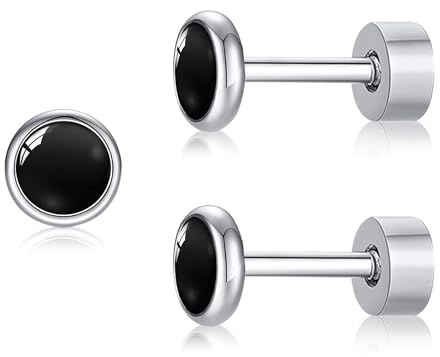 ZDE Titanium Flatback Ohrringe für Frauen Türkis Ohrstecker flach zurück Damen Ohrringe hypoallergen Knorpel Flatback Ohrring 4mm/5mm