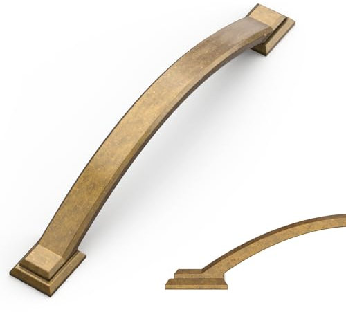 Amerdeco 10 Pack Antique Brass Cabinet Pulls, 5 Inch (128mm) Hole Center, Zinc Alloy - Drawer Handles for Kitchen & Bathroom, AM035