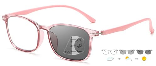 ABETOS Gleitsichtbrille Multifocus Lesebrille Selbsttönende Photochrome Herren Damen Blaulichtfilter Sonnenbrille Sehhilfe Lesehilfe mit Sonnenschutz