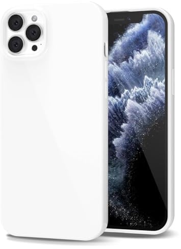 LoeoeL for iPhone 11 Pro Phone Case Liquid Silicone, Cute Girly Thin Ultra Slim Jelly Soft Rubber Gel Protective Glossy Hard Plastic Case, Plain Solid Color Cover for Women Girl, White