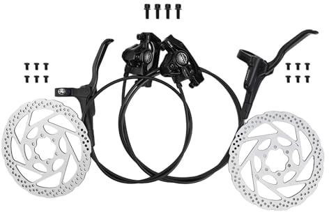 Vibsky Hydraulisches Scheibenbremsen-Set, Doppelkolben-Mineralöl-Bremse mit 800 mm vorne und 1600 mm PVC-Schlauch hinten, für Mountainbike und Rennrad, Schwarz