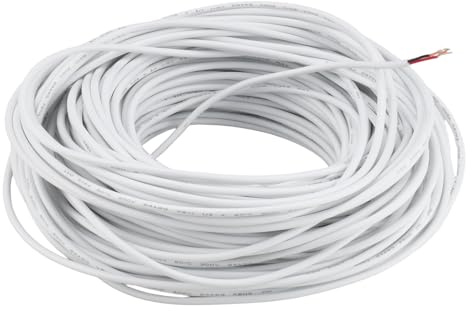 ZoZoMaiy 20 Meter Electrical Wire, White 2 Core Cable, 24AWG PVC Flexible Wire, 2x0.2mm² Tinned Copper Cable, for Extension Power Wire Home Small Electrical Wiring