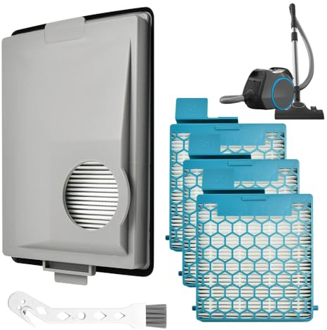 KAGEYMB CX1 Ersatzfilter für Miele Boost CX1 & Blizzard CX1 4 Filter Set mit 3 Feinstaubfilter Hygiene AirClean Filter & Reinigungsbürste Kohle HEPA Feinstaubfilter für verbesserte Staubsaugung