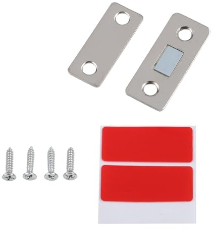Starker magnetischer Türschnapper, Metall-Schrankriegel für Kleiderschrank, Schubladen, 2 Stück, Silber, 42 x 17 mm, mit Schrauben