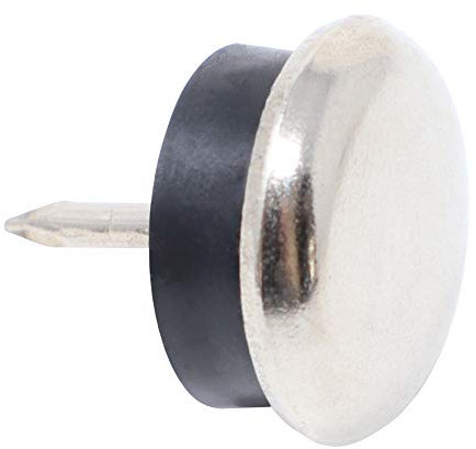 Adsamm® / 32 x patins glisseurs en métal avec amortisseur et clou / argentés / Ø 20 mm / rond / pieds glisseurs en métal et gomme à clou pour meubles