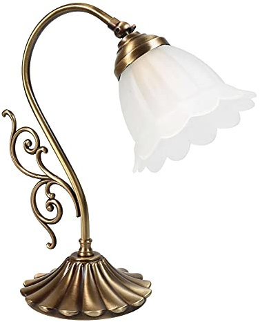 Licht-Erlebnisse Premium Tischleuchte aus Messing bronziert Floral E14 bis 40W 230V Nachttischleuchte Schlafzimmer Wohnzimmer Lampe Leuchte Beleuchtung innen Tischlampe
