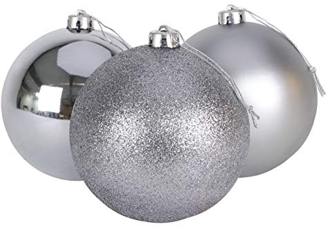 Christmas Concepts® 3-150mm (6) Extra Large Baubles - Shiny, Matte & Glitter Design - Christmas Decorations (Graphite Grey)
