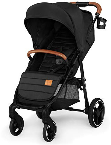 Kinderkraft Kinderwagen GRANDE 2020, Kinderbuggy, Liegebuggy, Sportwagen, Großer und Bequemer Buggy, Zusammenklappen mit Schlaffunktion, Große Bude mit Allradaufhängung, Geräumiger Sitz, Schwarz
