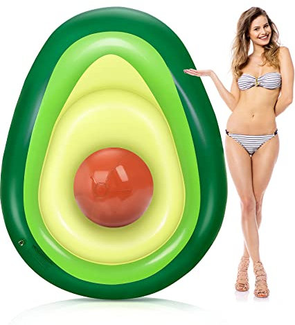 Jojoin Aufblasbare Avocado Luftmatratze Wasser, Aufblasbare Pool Floß mit Balls Sommer Pool Spielzeug, Schwimmerpartyspielzeug für Kinder Erwachsene - 63×48×10 Zoll