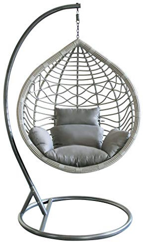 MilaniHome.it - Sedia Sospesa Poltrona A Dondolo Intrecciato In Rattan Per Casa E Giardino Con Cuscino