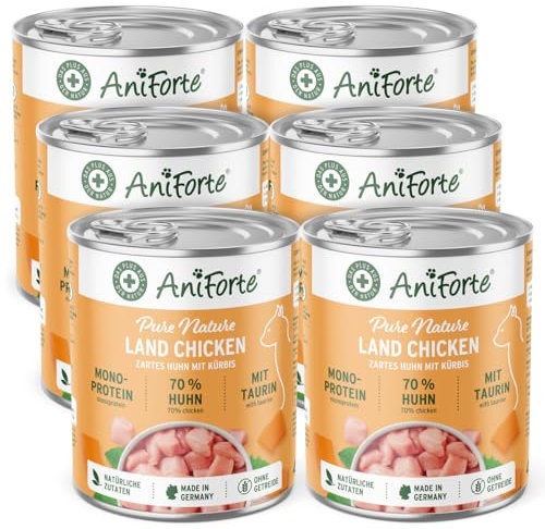 AniForte Land Chicken Nassfutter für Katzen 6 x 400 g – Natürliches Katzenfutter nass getreidefrei, viel frisches Huhn & Gemüse, Katzennassfutter getreidefrei, Futter für Katzen, Wet cat Food