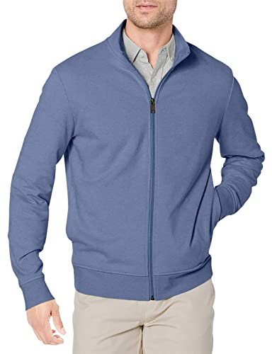 Amazon Essentials Felpa con Collo a Lupetto Leggera in Spugna Francese con Cerniera Integrale Uomo, Indaco, L