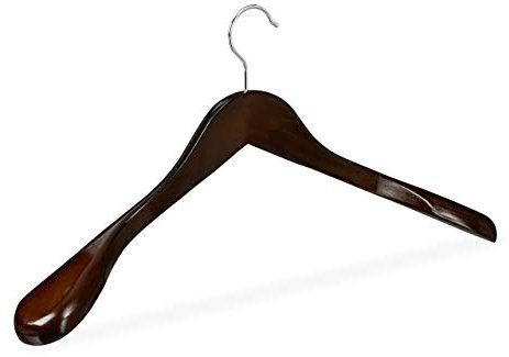 Relaxdays 50 x Anzug Kleiderbügel im Set, breite Schulter, 360° drehbarer Haken, Kostüm, Jacken, Holzbügel, Dunkelbraun