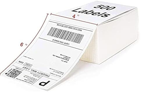 Direct Thermal Labels, Tapsin 4x6 Fanfold Shipping Labels 500 White Thermal BPA Free Permanent Adhesive for Address Mailing Postage USPS UPS FedEx Amazon Ebay