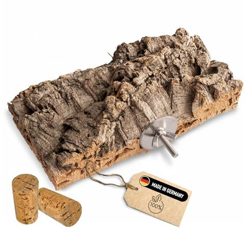 20 x 10cm Korksitzbrett + 2 Knabberkorken aus der Korkrinde hitzebehandelt für Wellensittiche aus 100% Natur-Kork-Rinde Korkbrett für Wellensittich & Ziervogel - inkl. Befestigungsmaterial