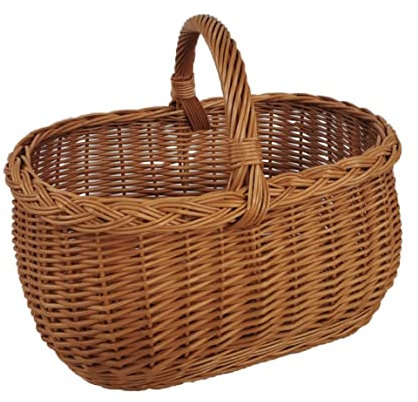 Einkaufskorb aus Weide Pilzkorb Oval Braun 46x32x35 cm