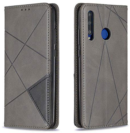 Posanter Funda para Huawei P Smart Plus 2019 / Honor 10i, PU Cuero Flip Carcasa Fundas Móvil de Tapa Libro con Cierre Magnético, Tarjetero y Suporte, Capa Plegable Cartera, Flip Cover Case (Gris)