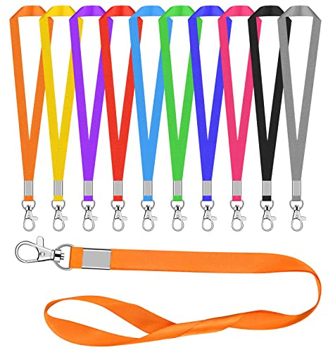 Lanyard Schlüsselband mit Sicherheitsverschluss Lanyard für ID-Karten, Schlüssel, Mitarbeiter, Abzeichen, Studenten, 45cm -10pcs (Bunt)